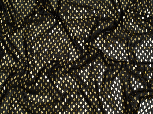 Minerva Core Range Sequin Stretch Power Net Mesh Fabric Black & Gold