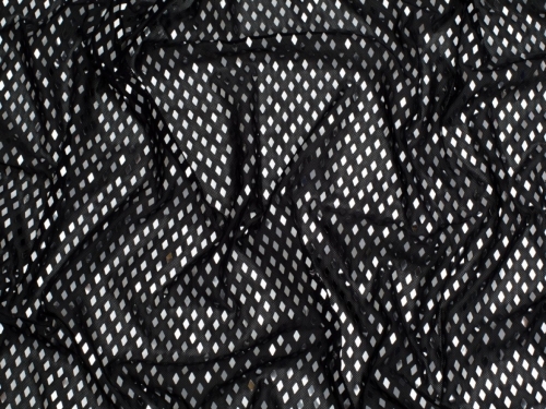Minerva Core Range Sequin Stretch Power Net Mesh Fabric Black & Silver
