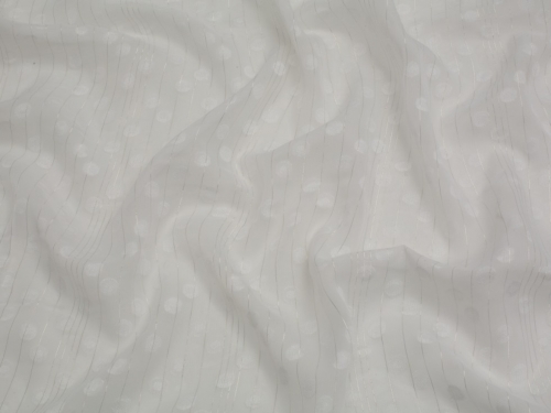 Minerva Core Range Lurex Chiffon Dobby Fabric Ivory & Silver