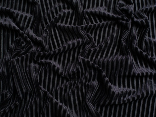 Deadstock Rib Velvet Stretch Knit Fabric Black