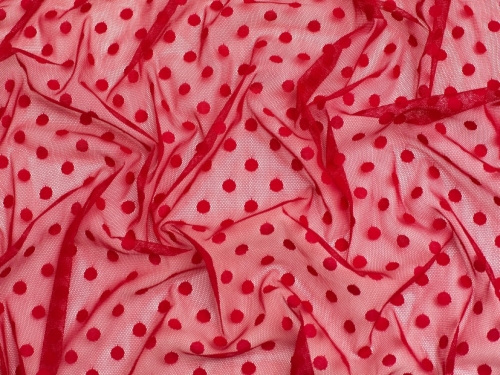 Minerva Core Range Dobby Spot Mesh Fabric Red