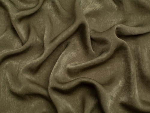 Deadstock Washed Texture Satin Crepe Fabric Khaki