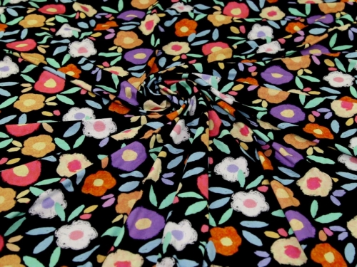 Minerva Exclusive Floral Whirl Viscose Jersey Stretch Knit Fabric