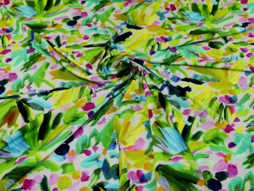 Minerva Exclusive Brushstroke Blooms Viscose Jersey Stretch Knit Fabric