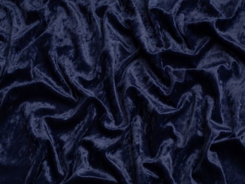 Minerva Core Range Crush Velvet Stretch Knit Fabric French Navy