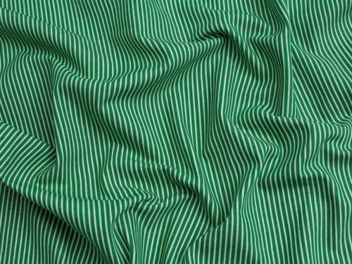 Stretch Woven Yarn Dyed Stripe Denim Fabric Kelly Green