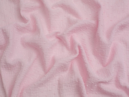 Swiss Dot Cotton Double Gauze Fabric Rose Pink
