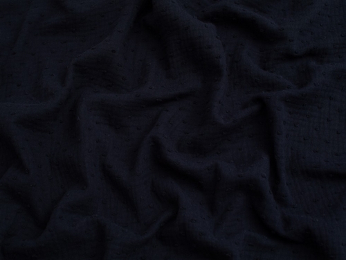 Swiss Dot Cotton Double Gauze Fabric Navy Blue