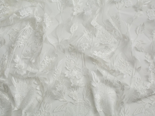 Bethany Embroidered Lace Fabric Ivory