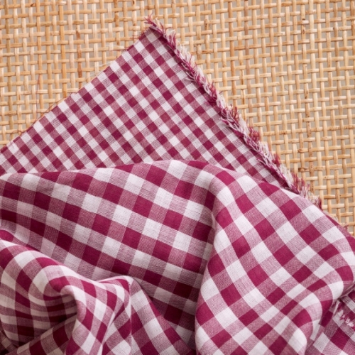Atelier Brunette Gingham Double Cotton Gauze Fabric Dahlia