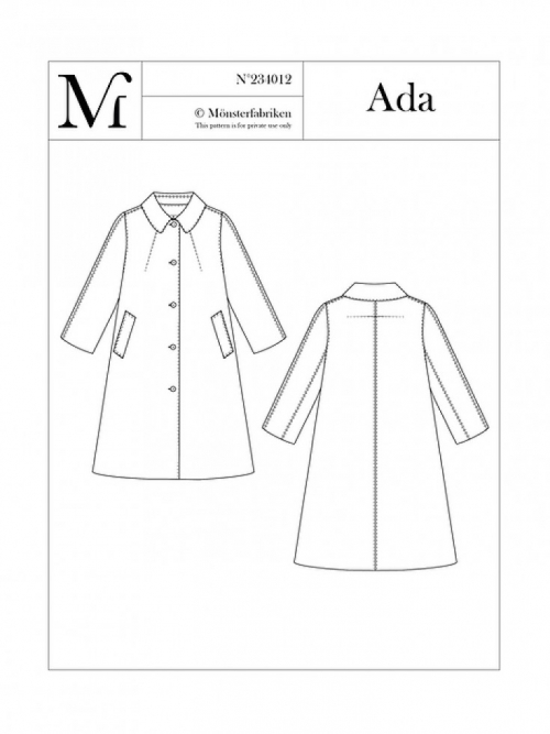 Monsterfabriken Paper Sewing Pattern Ada Coat