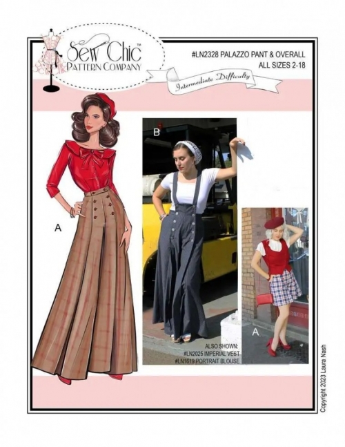 Sew Chic Paper Sewing Pattern Palazzo Pants Overalls & Shorts