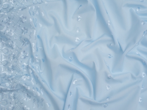 Double Border Broderie Anglaise Cotton Fabric Blue