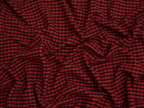 Minerva Core Range Stretch Woven Gingham Seersucker Fabric Black & Red