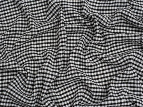 Minerva Core Range Stretch Woven Gingham Seersucker Fabric Black & White