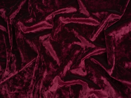 Minerva Core Range Deluxe Crush Velvet Stretch Knit Fabric Deep Claret