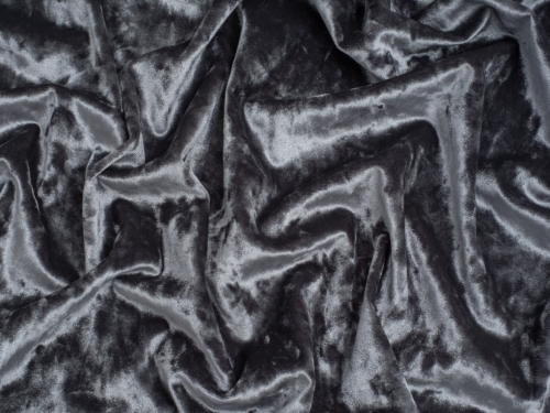 Minerva Core Range Deluxe Crush Velvet Stretch Knit Fabric Dark Grey
