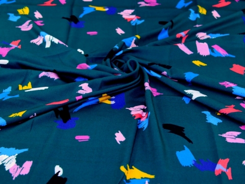 Minerva Exclusive Confetti Cascade Viscose Challis POD Fabric Teal