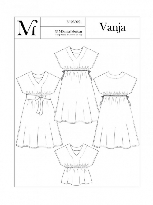 Monsterfabriken Paper Sewing Pattern Vanja Dress & Top