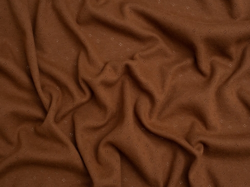 Minerva Core Range Baby Soft Pointelle Jersey Stretch Knit Fabric Brown