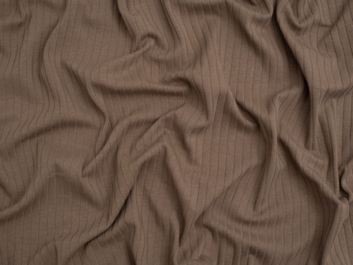 Minerva Core Range Baby Soft Cotton Rib Stretch Knit Fabric Taupe