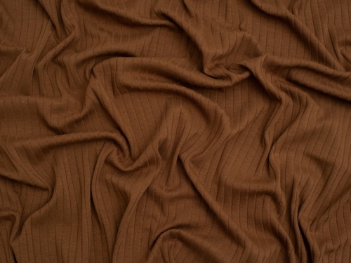 Minerva Core Range Baby Soft Cotton Rib Stretch Knit Fabric Brown