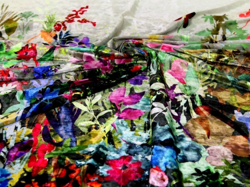 Minerva Exclusive Botanic Bliss Recycled Crush Velvet Stretch Knit POD Fabric