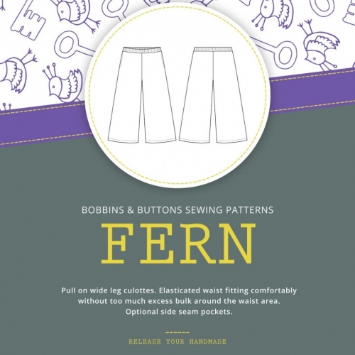 Bobbins and Buttons Paper Sewing Pattern Fern Culottes