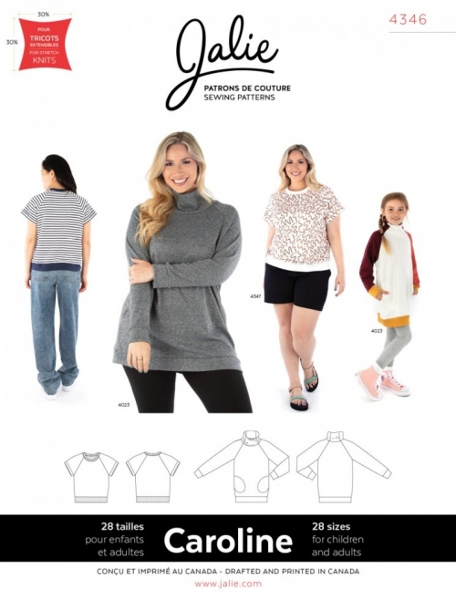 Jalie Paper Sewing Pattern 4346 Caroline Raglan Tee & Tunic