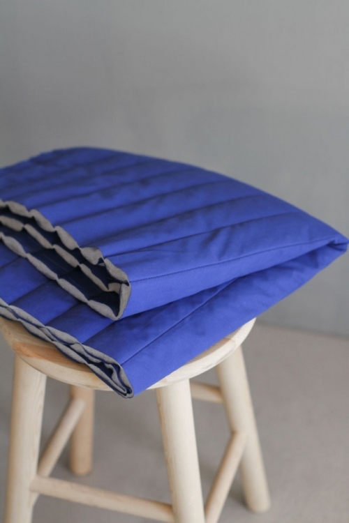 Mind The MAKER Jordan Quilt Strip Shell Quilted Coating Fabric Cobalt Blue