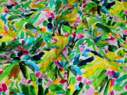 Minerva Exclusive Brushstroke Blooms Pre Quilted Reversible Coating Fabric