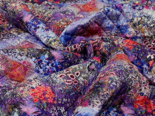 Minerva Exclusive Wildflower Fusion Pre Quilted Reversible Coating Fabric