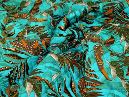 Minerva Exclusive Secret Jungle Pre Quilted Reversible Coating Fabric