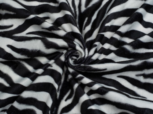Minerva Core Range Velboa Faux Fur Fabric Cream Zebra