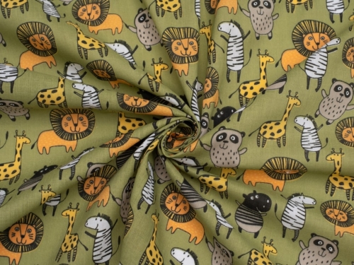 Printed Polycotton Fabric Olive