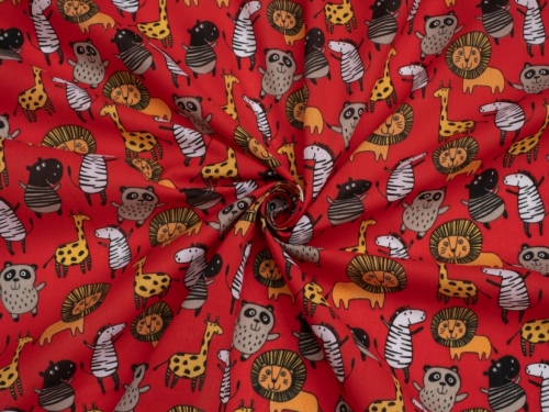 Printed Polycotton Fabric Red