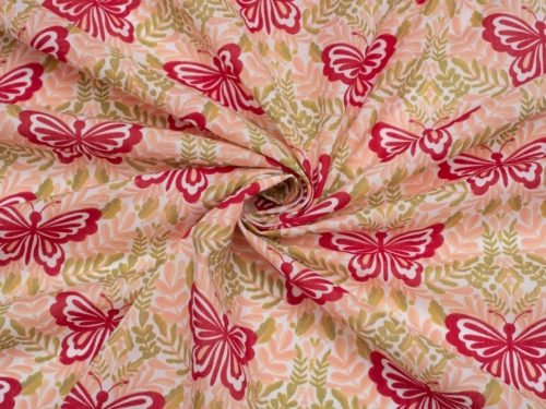 Printed Polycotton Fabric Pink
