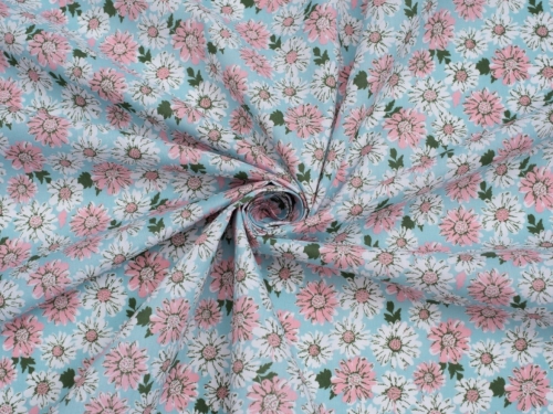 Printed Polycotton Fabric Sky Blue