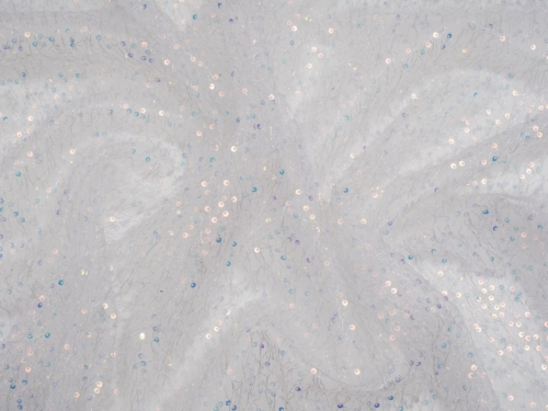 Minerva Core Range Estepona Sequin Lace Fabric White & Turquoise