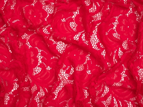 Minerva Core Range Scallop Edge Stretch Lace Fabric Red