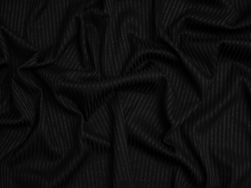 Minerva Core Range Narrow Viscose Rib Stretch Knit Fabric Black