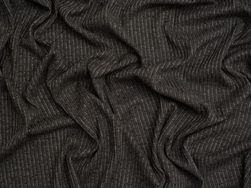 Minerva Core Range Narrow Viscose Rib Stretch Knit Fabric Charcoal