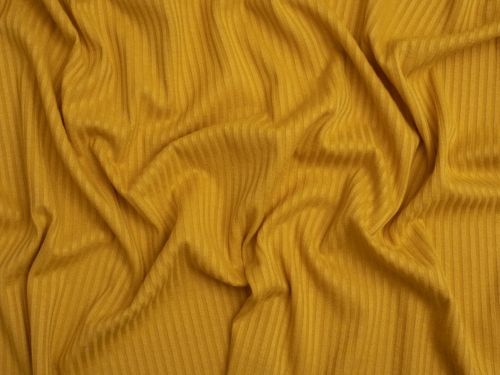 Minerva Core Range Narrow Viscose Rib Stretch Knit Fabric Mustard