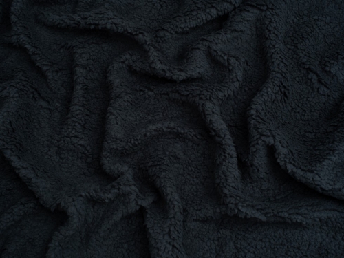 Minerva Core Range Lambskin Sherpa Fleece Fur Fabric Navy Blue