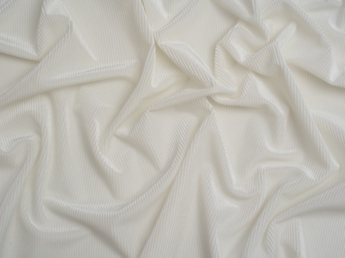 Narrow Rib Velvet Stretch Knit Fabric Ivory