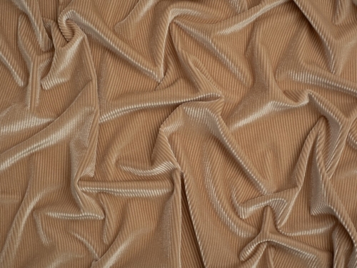 Narrow Rib Velvet Stretch Knit Fabric Gold