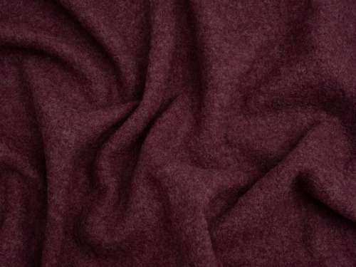 Minerva Core Range 100% Pure Boiled Wool Coating Fabric Melange Bordeaux