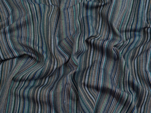 Minerva Core Range Mexico Woven Stripe Jacquard Canvas Fabric Steel Blue