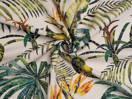 Minerva Exclusive Tropical Tiles Linen Cotton Blend POD Fabric