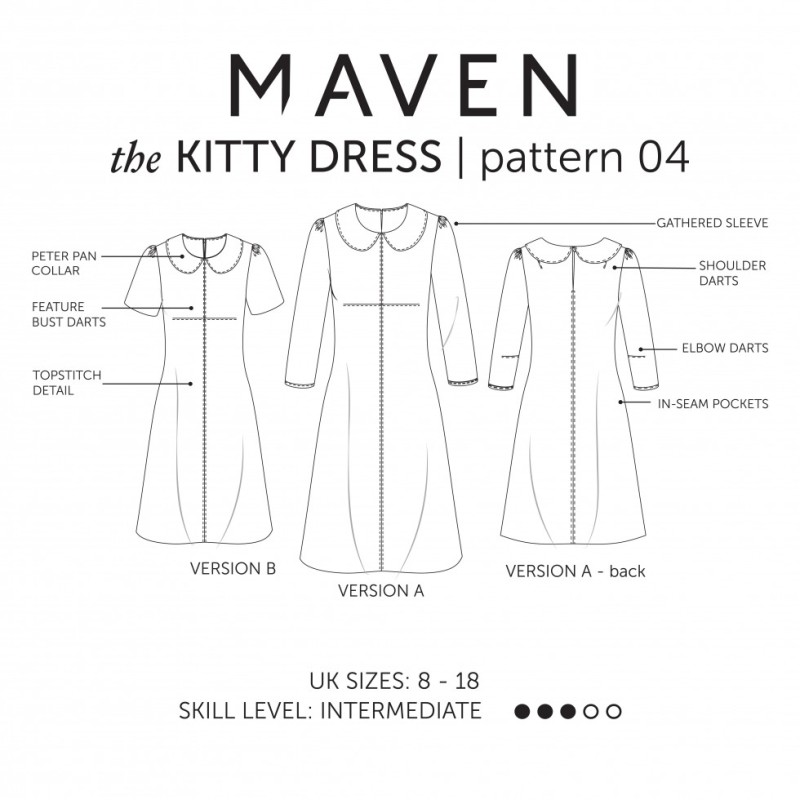 Maven Patterns Paper Sewing Pattern Kitty Dress | Minerva